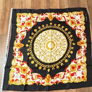Celine Black and Gold Silk Scarf